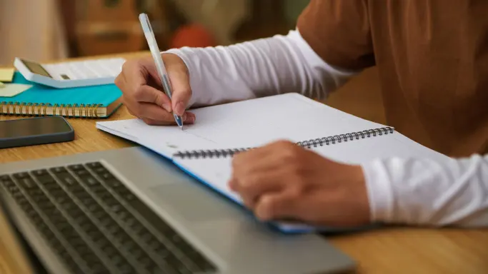 Student studying online